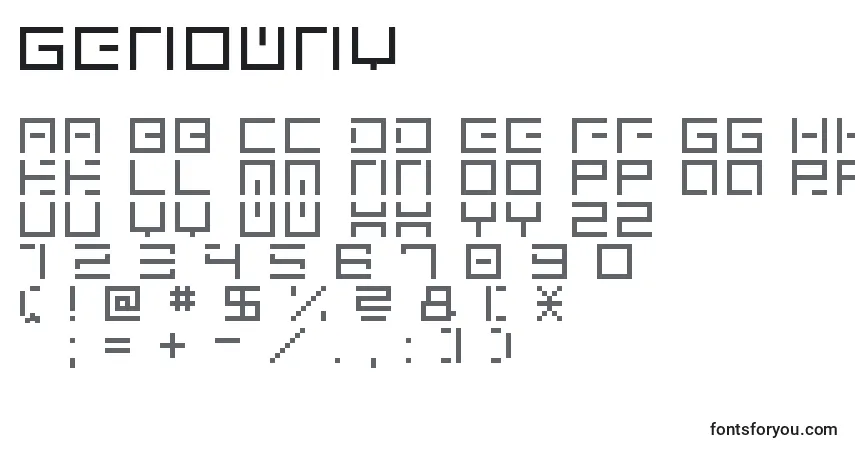 A fonte GenownV – alfabeto, números, caracteres especiais