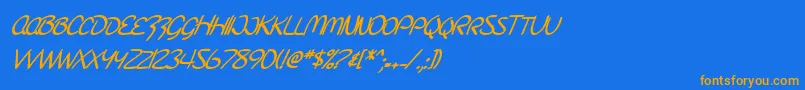 フォントSfBurlingtonScriptScBoldItalic – オレンジ色の文字が青い背景にあります。