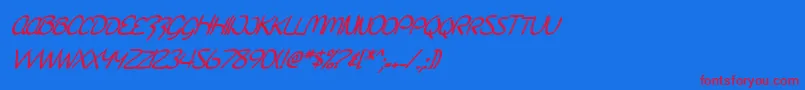 フォントSfBurlingtonScriptScBoldItalic – 赤い文字の青い背景
