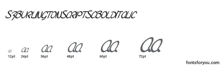 Größen der Schriftart SfBurlingtonScriptScBoldItalic