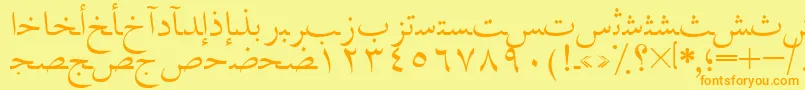 Fonte AymNask2SUNormal. – fontes laranjas em um fundo amarelo