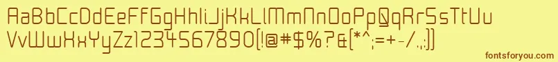 フォントMoon15 – 茶色の文字が黄色の背景にあります。