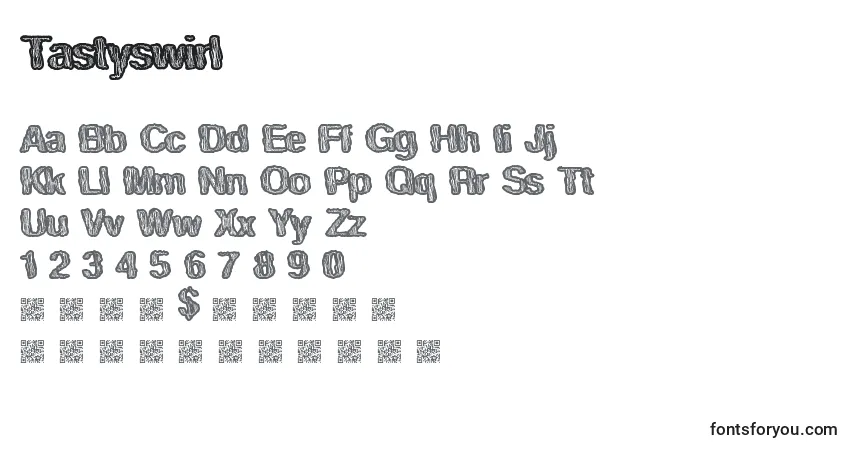 Tastyswirl-fontti – aakkoset, numerot, erikoismerkit