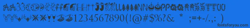 KringleyChristmas-Schriftart – Schwarze Schriften auf blauem Hintergrund