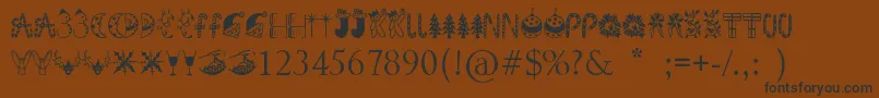 フォントKringleyChristmas – 黒い文字が茶色の背景にあります
