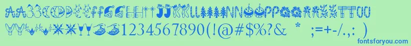 fuente KringleyChristmas – Fuentes Azules Sobre Fondo Verde