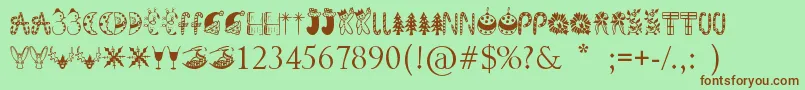 KringleyChristmas Font – Brown Fonts on Green Background