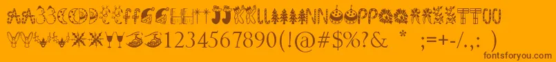 fuente KringleyChristmas – Fuentes Marrones Sobre Fondo Naranja