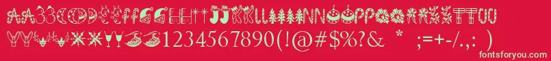 KringleyChristmas Font – Green Fonts on Red Background