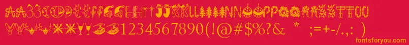 KringleyChristmas Font – Orange Fonts on Red Background