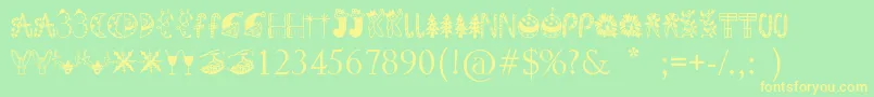 KringleyChristmas-Schriftart – Gelbe Schriften auf grünem Hintergrund