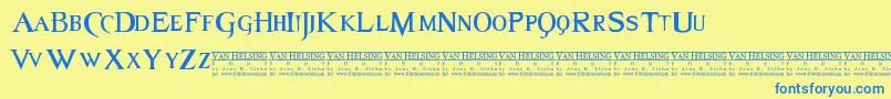 Van Font – Blue Fonts on Yellow Background