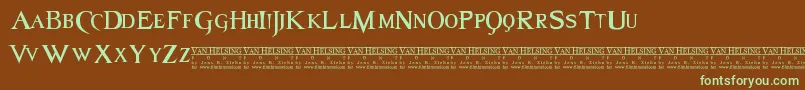 Van Font – Green Fonts on Brown Background