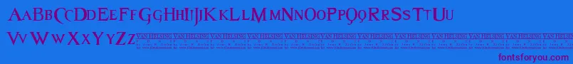 Van Font – Purple Fonts on Blue Background