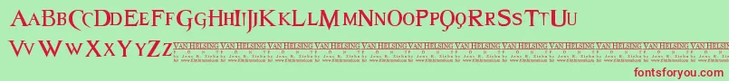 Van Font – Red Fonts on Green Background