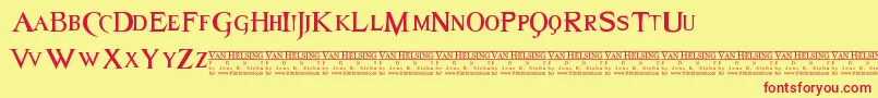 Van Font – Red Fonts on Yellow Background