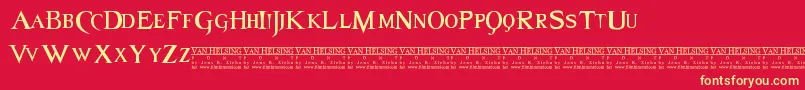 Van Font – Yellow Fonts on Red Background