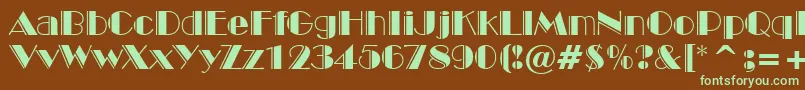 BroadwayEngravedBt-fontti – vihreät fontit ruskealla taustalla