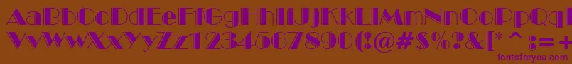 BroadwayEngravedBt Font – Purple Fonts on Brown Background