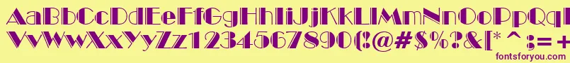 BroadwayEngravedBt Font – Purple Fonts on Yellow Background