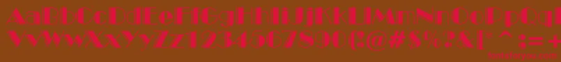 BroadwayEngravedBt-Schriftart – Rote Schriften auf braunem Hintergrund