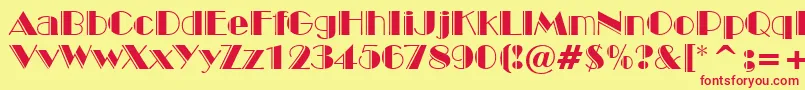 フォントBroadwayEngravedBt – 赤い文字の黄色い背景