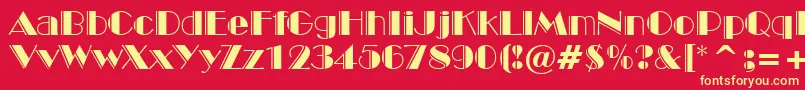 フォントBroadwayEngravedBt – 黄色の文字、赤い背景