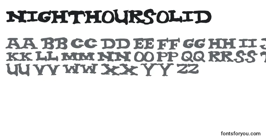 A fonte NighthourSolid – alfabeto, números, caracteres especiais
