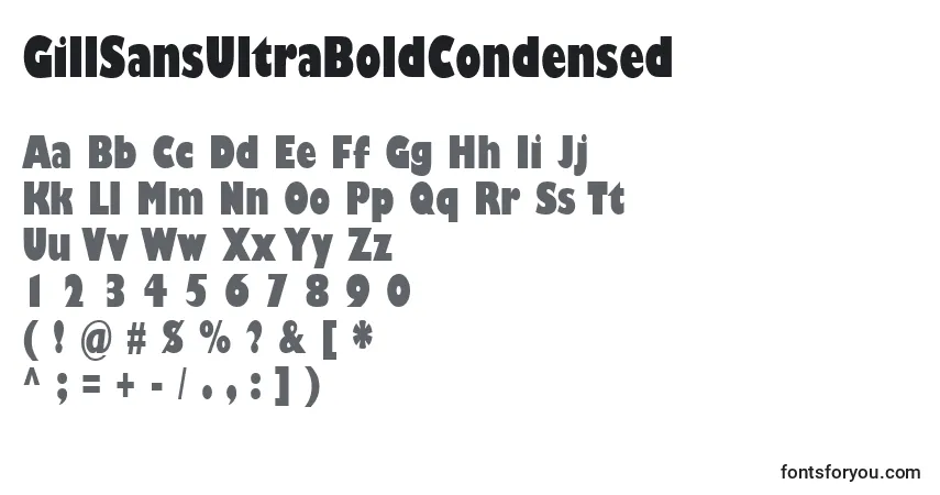 Шрифт GillSansUltraBoldCondensed – алфавит, цифры, специальные символы
