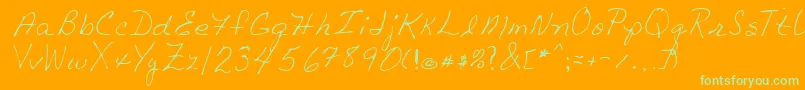 LindaRegular-Schriftart – Grüne Schriften auf orangefarbenem Hintergrund