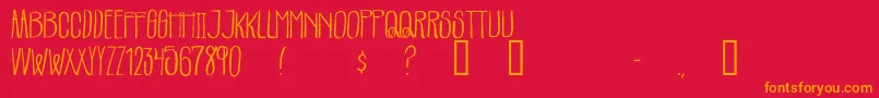 フォントParachutes – 赤い背景にオレンジの文字