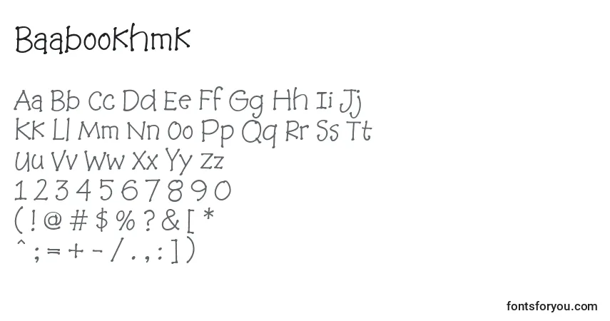 Czcionka Baabookhmk – alfabet, cyfry, specjalne znaki