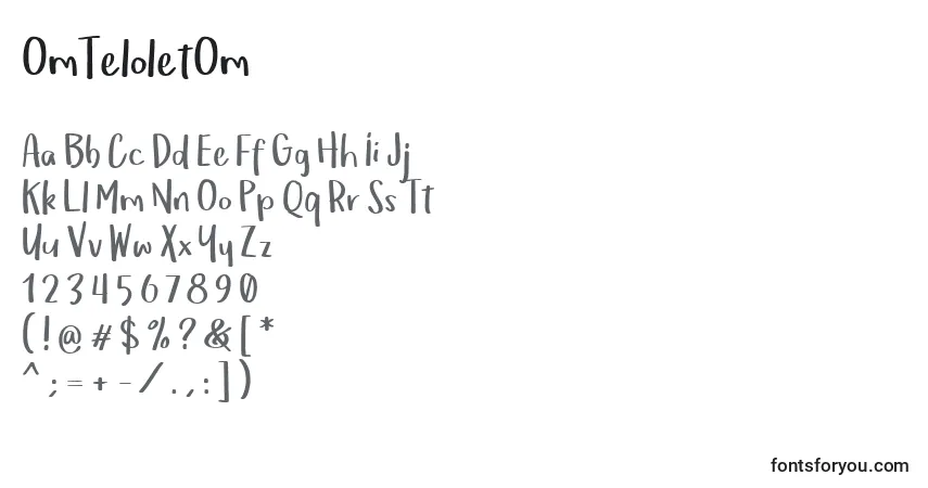 Schriftart OmTeloletOm (53825) – Alphabet, Zahlen, spezielle Symbole