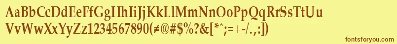 PalisadecondensedBold-fontti – ruskeat fontit keltaisella taustalla