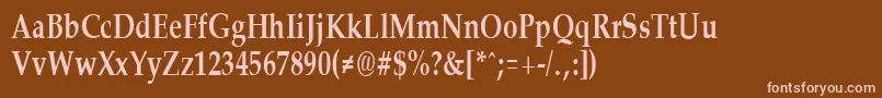 PalisadecondensedBold-fontti – vaaleanpunaiset fontit ruskealla taustalla