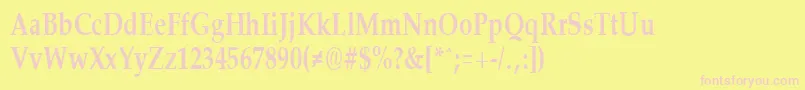 PalisadecondensedBold-fontti – vaaleanpunaiset fontit keltaisella taustalla