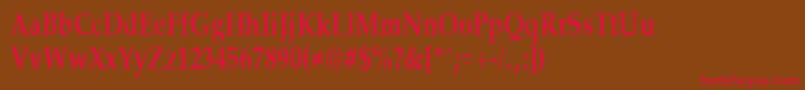 PalisadecondensedBold-fontti – punaiset fontit ruskealla taustalla