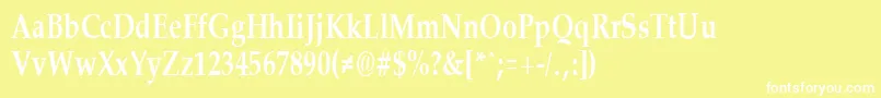 PalisadecondensedBold-fontti – valkoiset fontit keltaisella taustalla