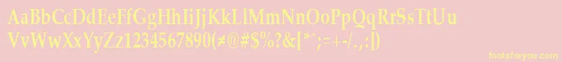 PalisadecondensedBold-fontti – keltaiset fontit vaaleanpunaisella taustalla