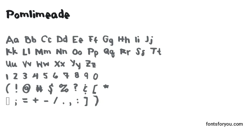 Schriftart Pomlimeade – Alphabet, Zahlen, spezielle Symbole