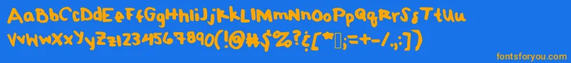 Pomlimeade Font – Orange Fonts on Blue Background