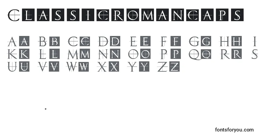 Шрифт Classicromancaps – алфавит, цифры, специальные символы
