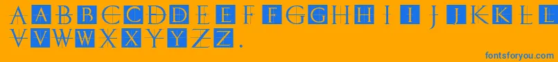 フォントClassicromancaps – オレンジの背景に青い文字