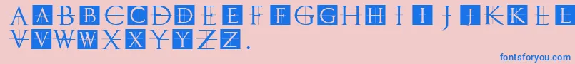 フォントClassicromancaps – ピンクの背景に青い文字