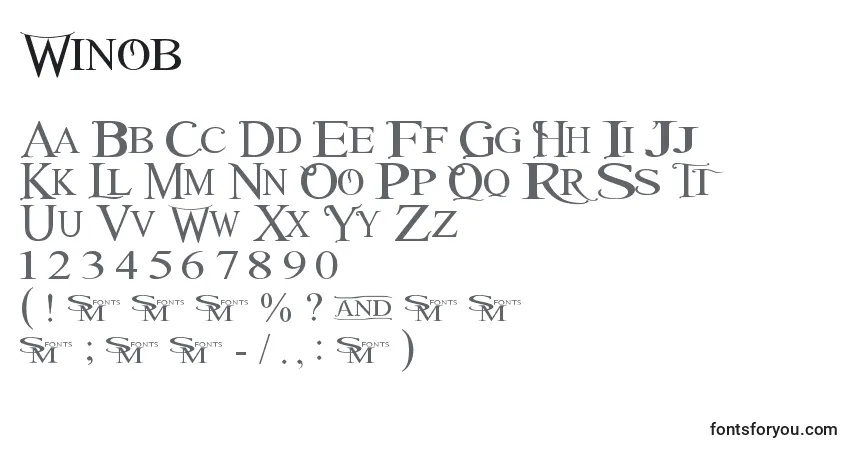 Czcionka Winob – alfabet, cyfry, specjalne znaki