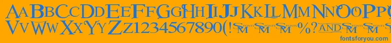 Winob Font – Blue Fonts on Orange Background