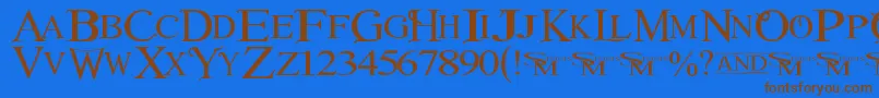 フォントWinob – 茶色の文字が青い背景にあります。