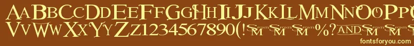 Winob-fontti – keltaiset fontit ruskealla taustalla