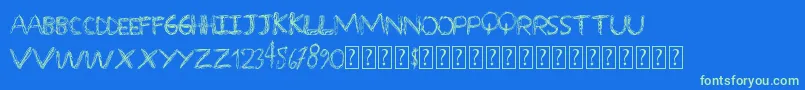 Overscribble Font – Green Fonts on Blue Background