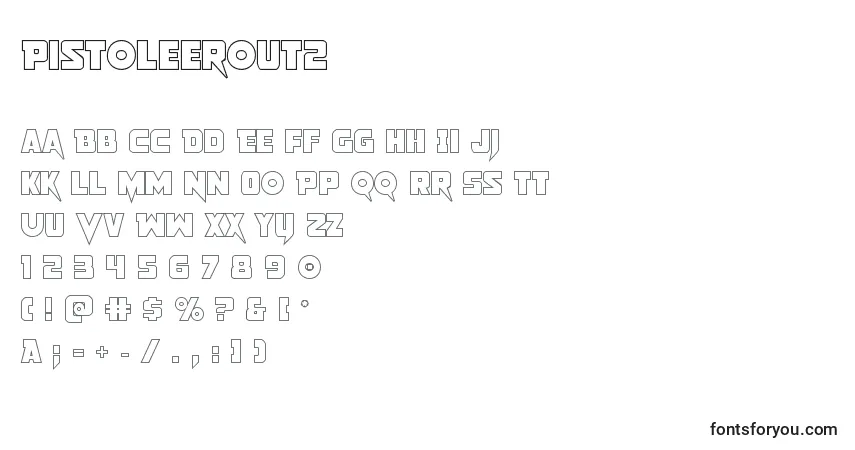 Czcionka Pistoleerout2 – alfabet, cyfry, specjalne znaki